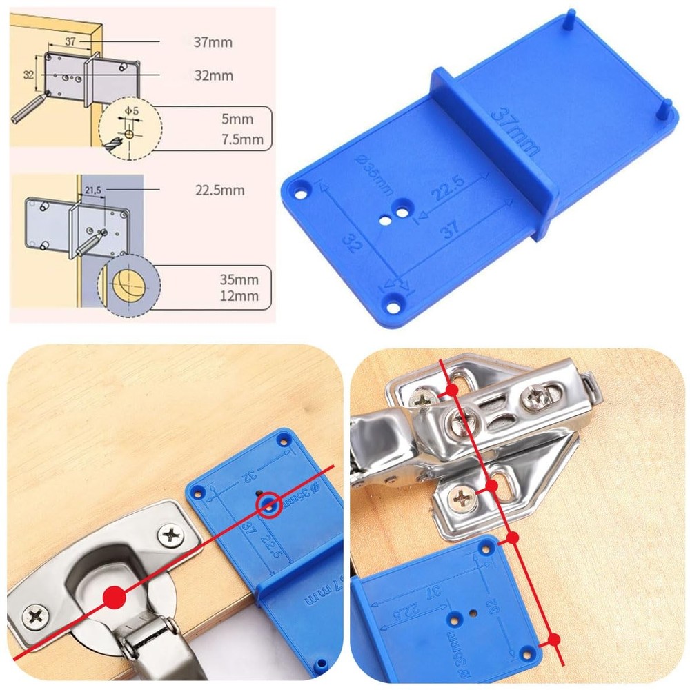 35Mm Concealed Hinge Jig Kit - Adjustable Depth Carbide Forstner Drill Bit Hinge
