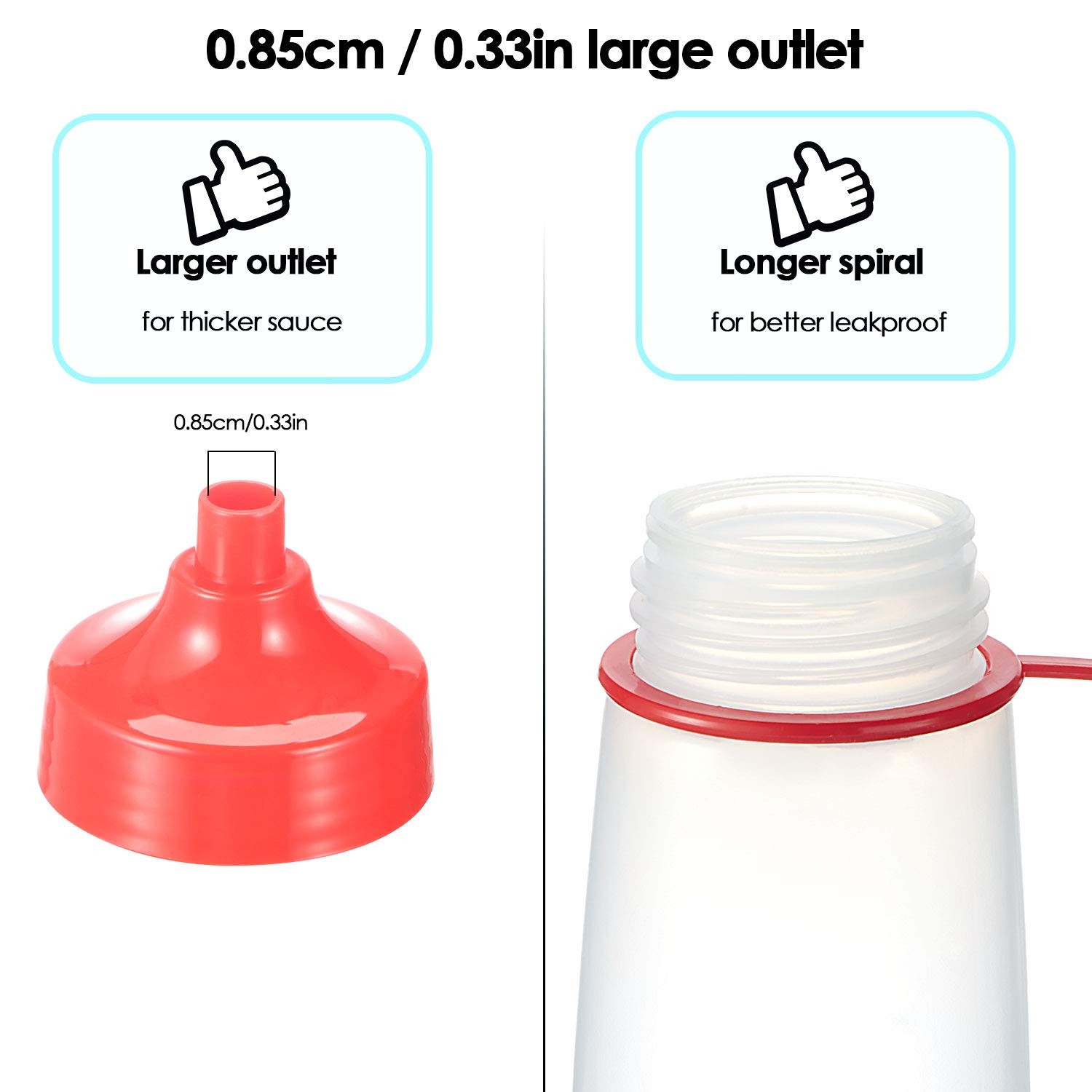 Condiment Squeeze Bottles Wide Mouth - 10oz Plastic For Sauces & Crafts 6-Pack