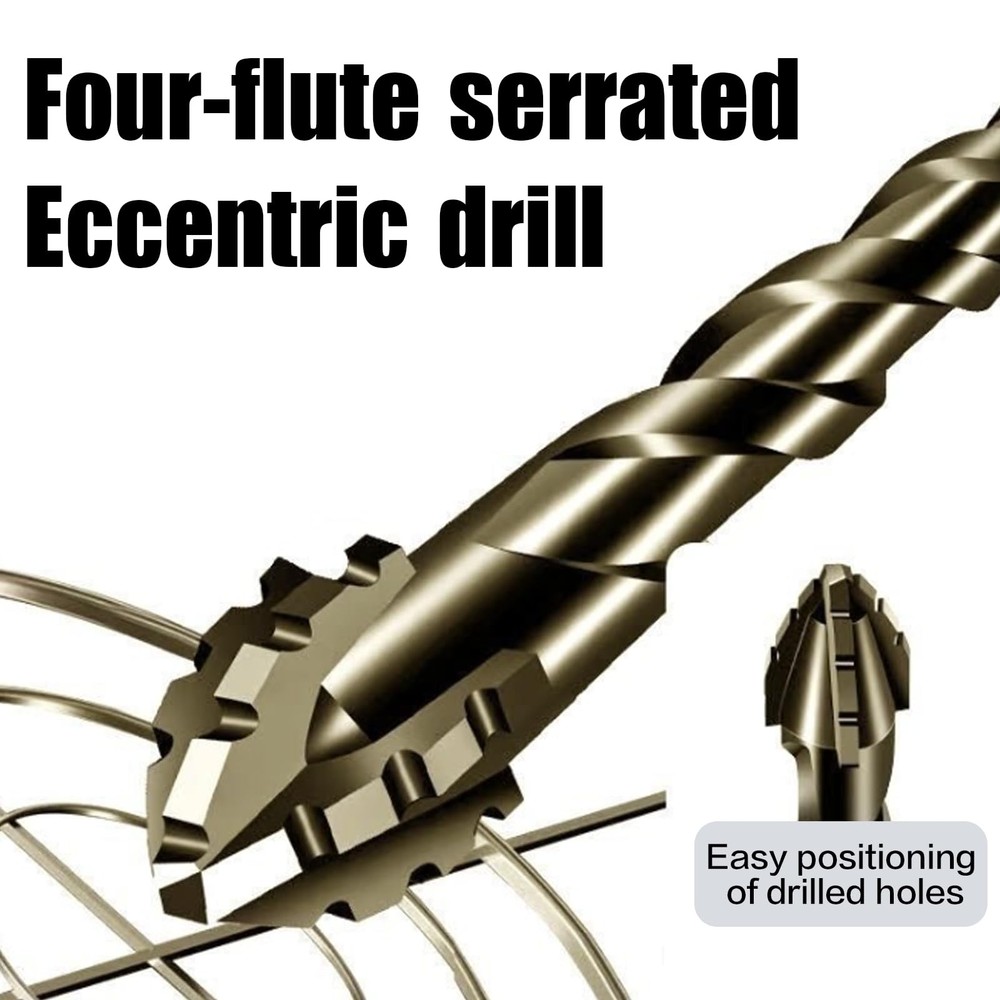 7PCS Four-Flute Sawtooth Eccentric Drill Bit, Multifunction Drill Bit Set 3-12mm