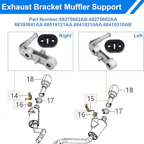 Exhaust Bracket Muffler Support Assembly Kit - Rear Left & Right Right side