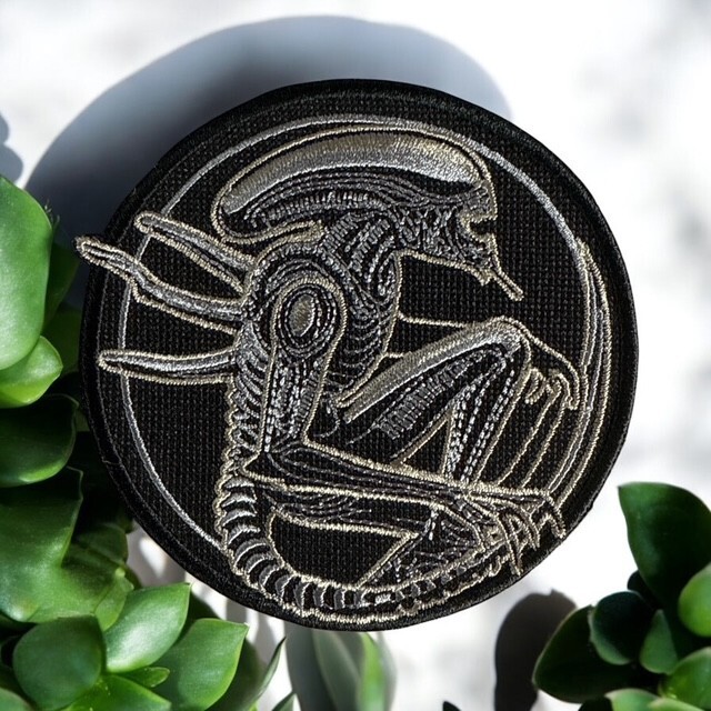 Alien Xenomorph Embroidery Patch 4.00" X 3.97"
