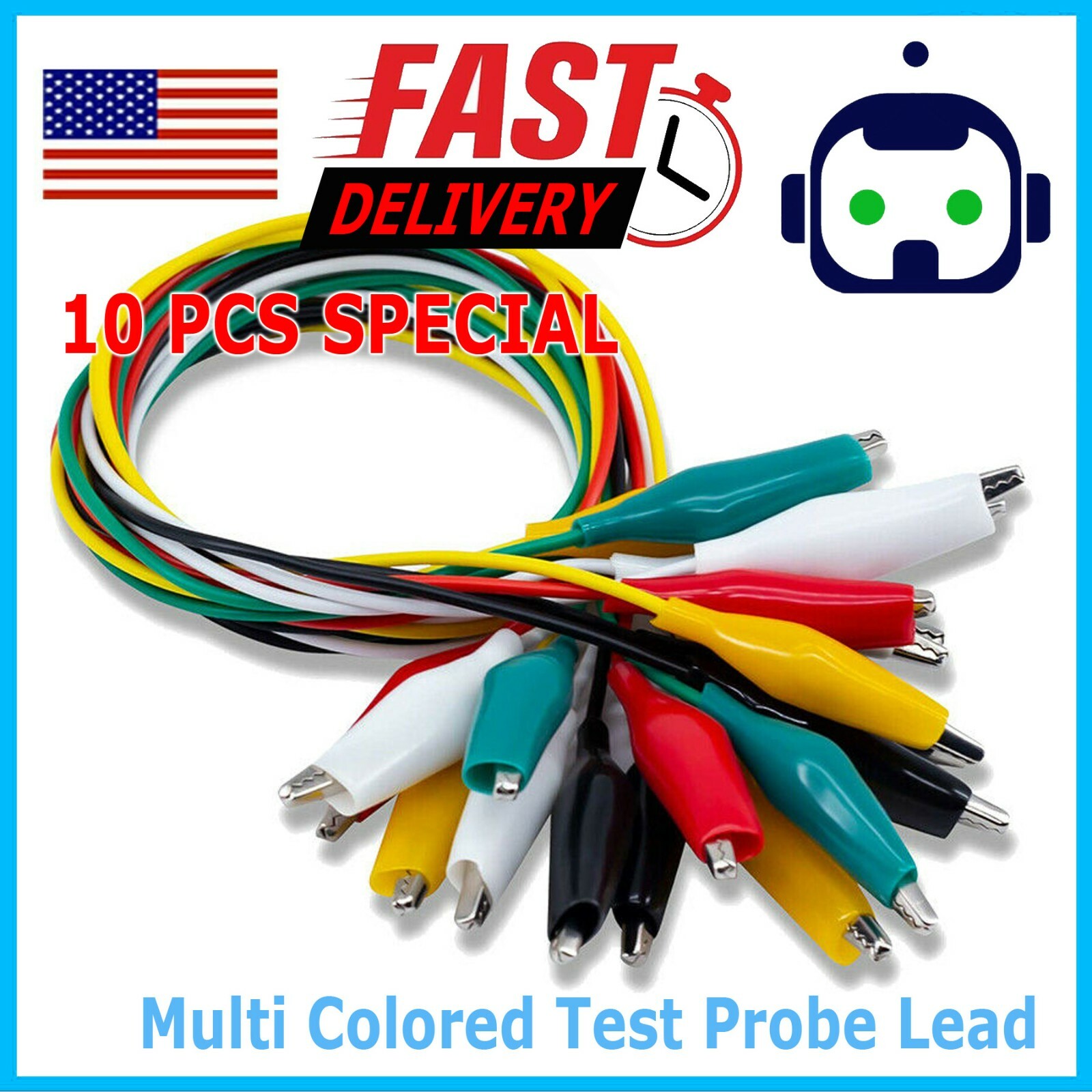 10Pcs Double-ended Wire Crocodile Alligator Clips Test Leads Jumper Cable