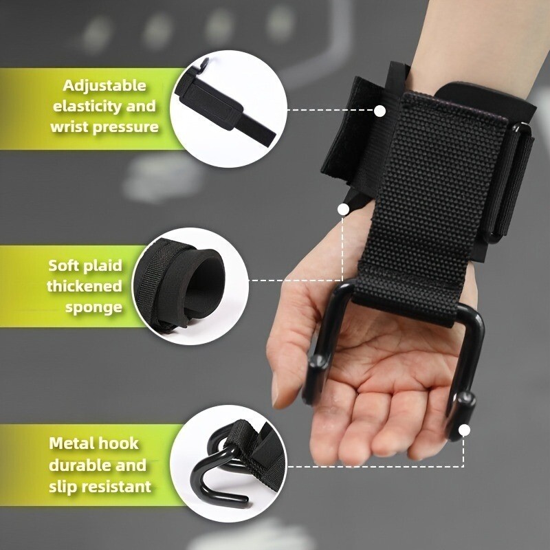 2PCS Fitness Squat Lifting Pull-Up Wrist Hook Strength Training Pull Power Hook