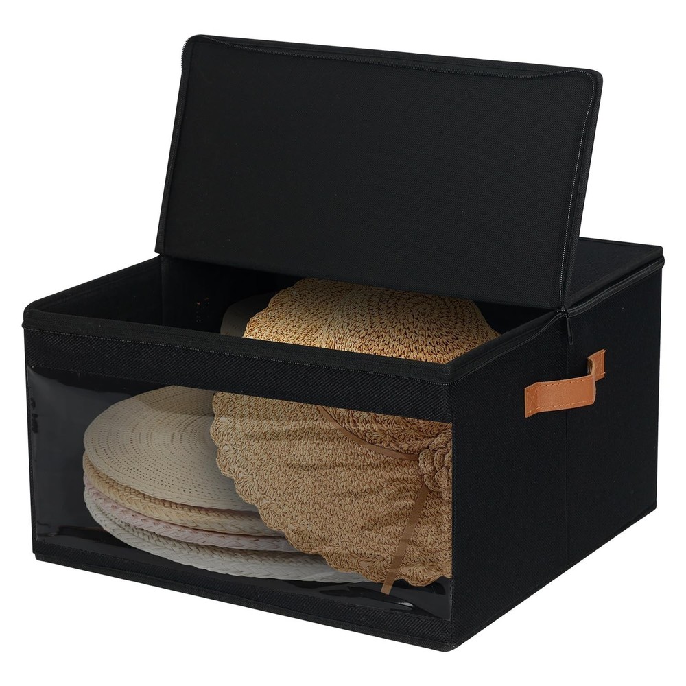 Large Hat Storage Box, Stackable Round Brim Hats Organizer Bag Container for ...