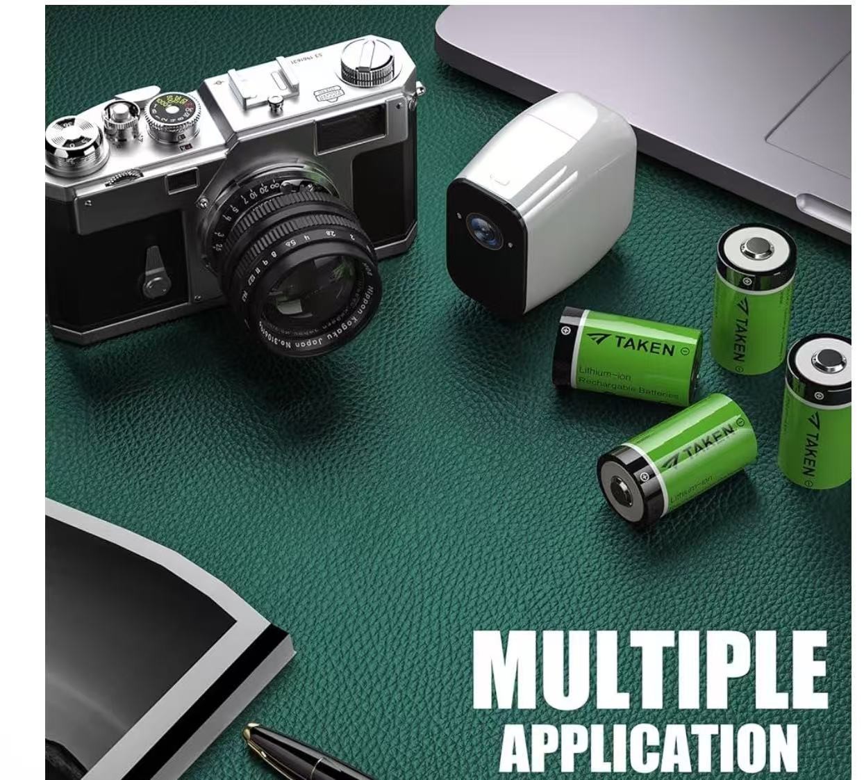 Taken CR123A Rechargeable Batteries 4 Pack, 3.7V Lithium Battery and LED Charger