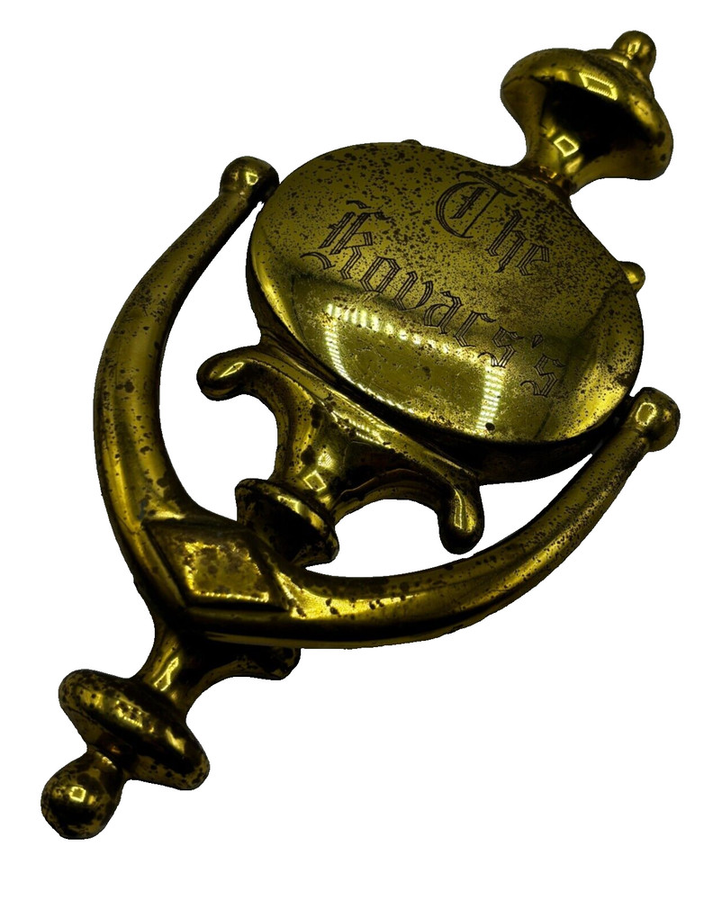 VINTAGE Solid Brass Door Knocker Engraved Things Remembered Spain ⭐