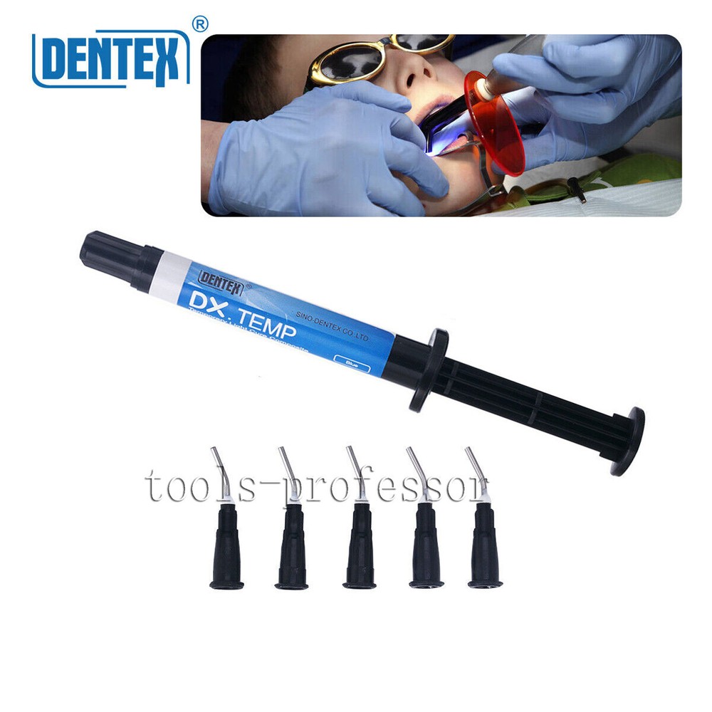 DENTEX Dental Temporary Flowable Light Cure Composite Resin Blue/Transparent