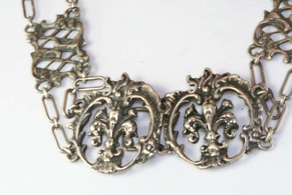 VINTAGE PARENTI STERLING SILVER FLEIR DE LIS EAGLE DEVIL BELT