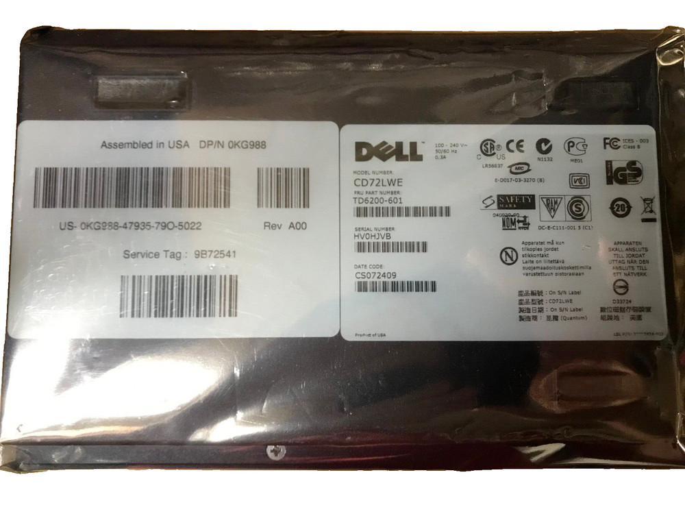 Dell CD72LWE PowerVault 100T SCSI DAT 72 External Tape Drive