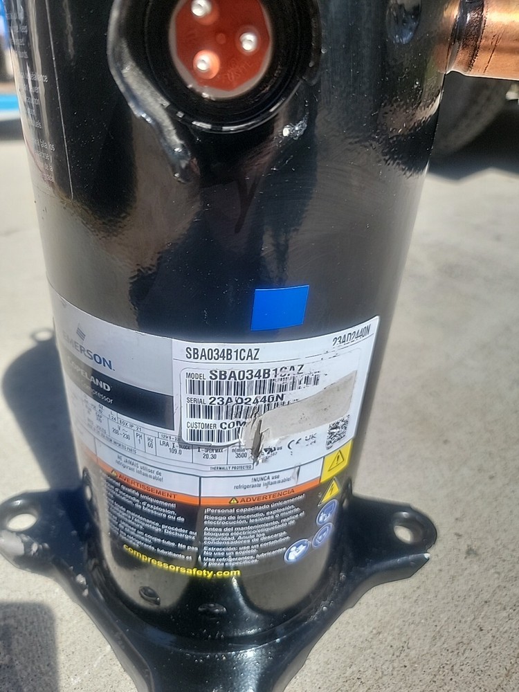 Emerson Copeland SBA034B1CAZ 208/230V 1PH Scroll Compressor New