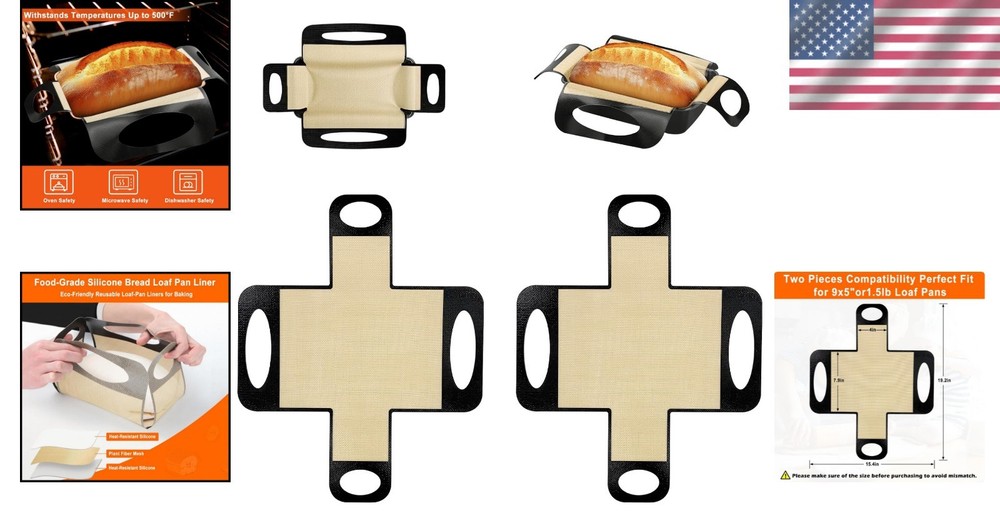 Food-Grade Silicone Bread Liners for Easy Baking & Dough Transfer - 2 Pack