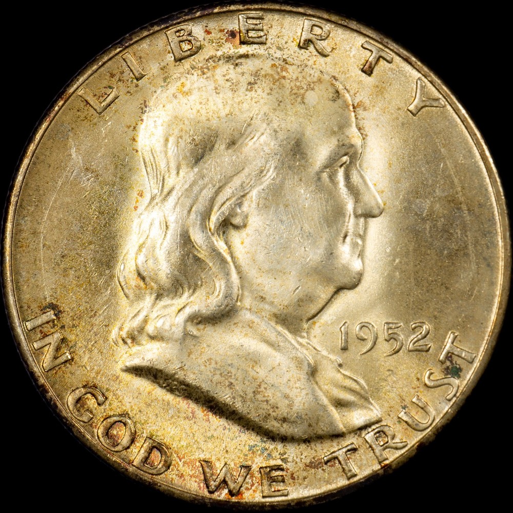 1952-S Franklin Half Dollar - Lightly Toned Obverse - GEM BU!