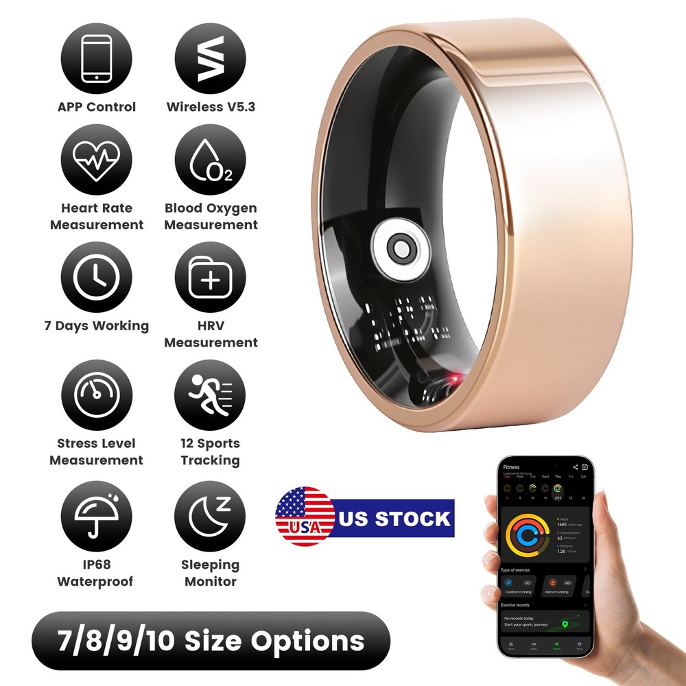Smart Ring Fitness and Sleep Tracker w/ Charging Case for iOS & Android