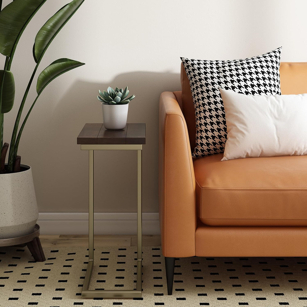 Skyler 18" C-Side Table - Solid Mango Wood & Metal, Industrial Accent Table