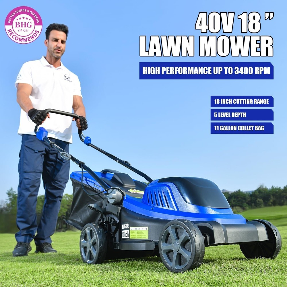 Brushless 40V Cordless Lawn Mower - 5-Position Height & Quick Storage