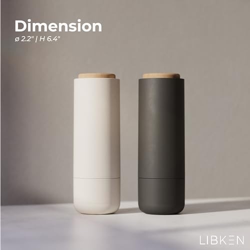 Non-Spill Salt and Pepper Grinder Set - Adjustable Ceramic Grinder -