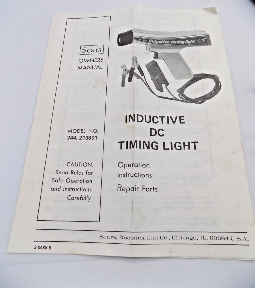 Vintage Inductive DC Timing Light by Sears USA Model 244.213801 untested