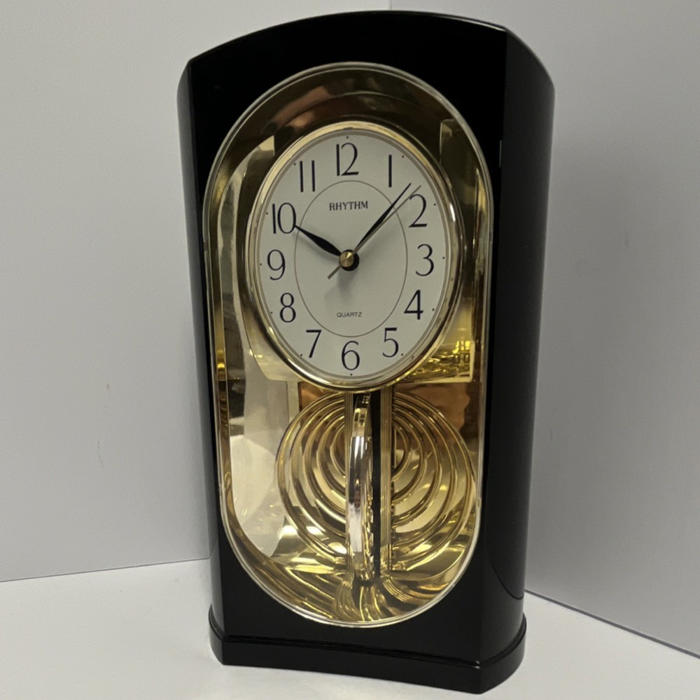 Rhythm Quartz Mantel Clock Pendulum Analog Contemporary Rectangular