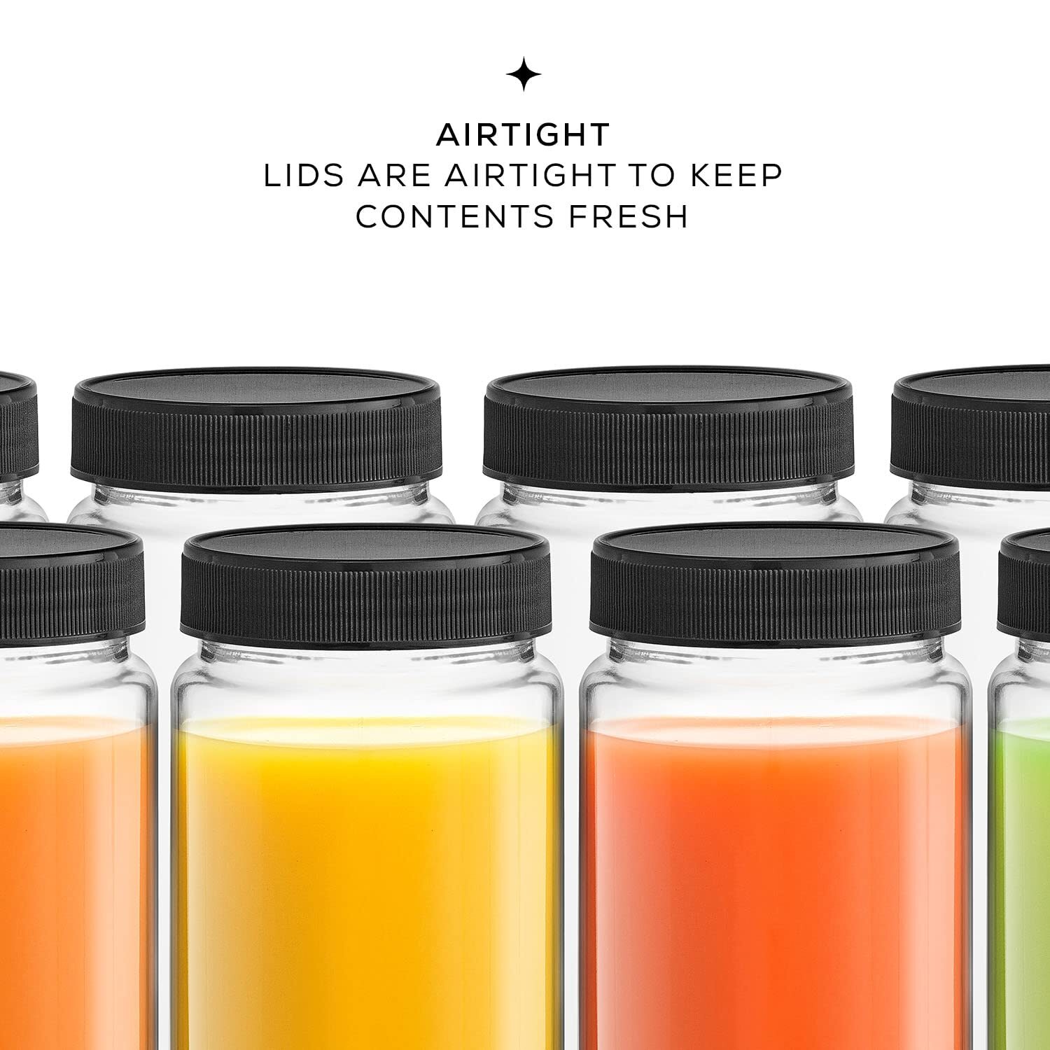 Glass Juice Bottles 16 Oz Glass Bottles With Caps. Set Of 8 Juice Containers