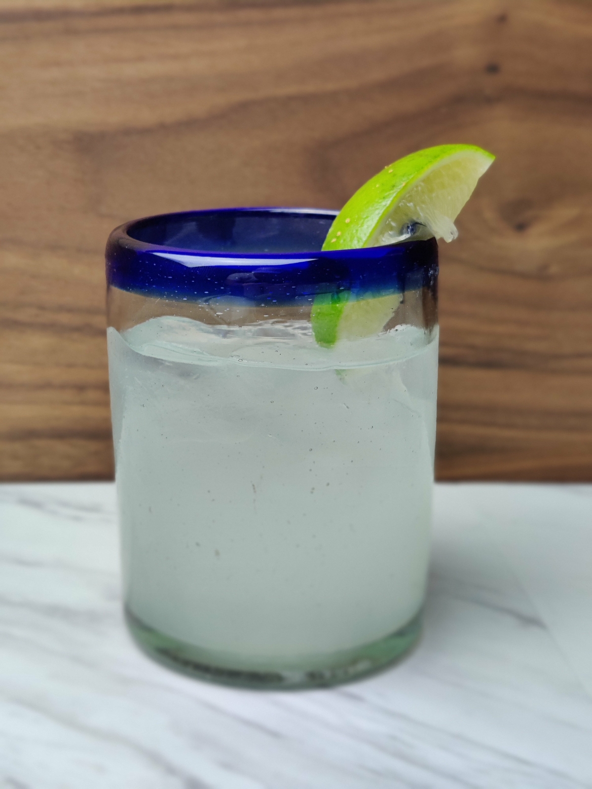 Hand Blown Mexican Drinking Glasses – Set of 6 Tumbler Glasses with Cobalt...