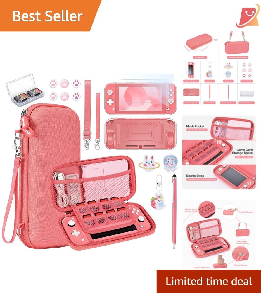 Switch Lite Accessories Bundle Hard Shell Case Screen Protector Game Holder