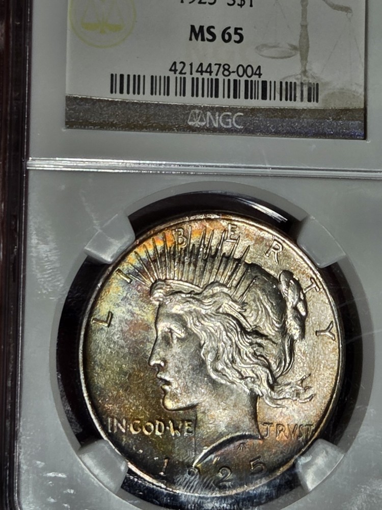 1925 $1 Peace Dollar NGC MS65 Toned