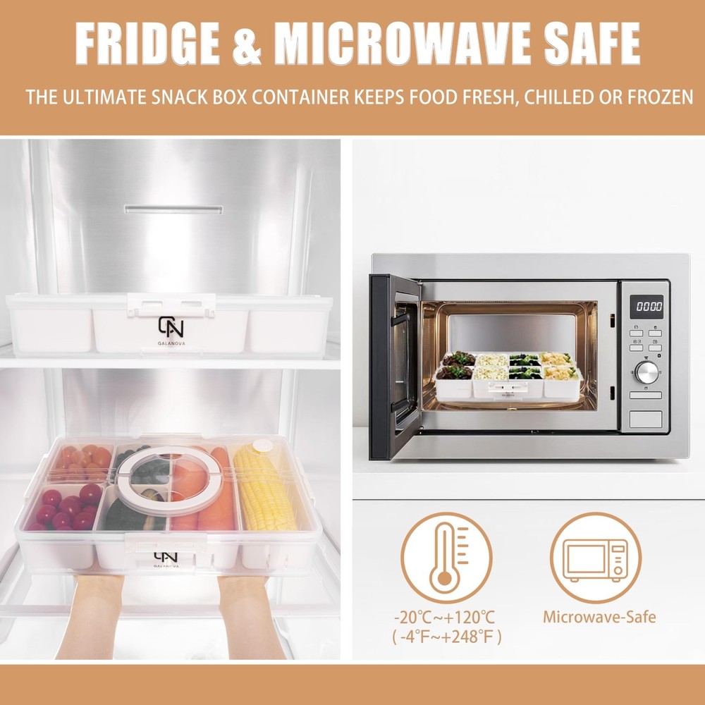 Stackable Snackle Box Container 14 Compartments 2 Lids White 2 Pack BPA Free