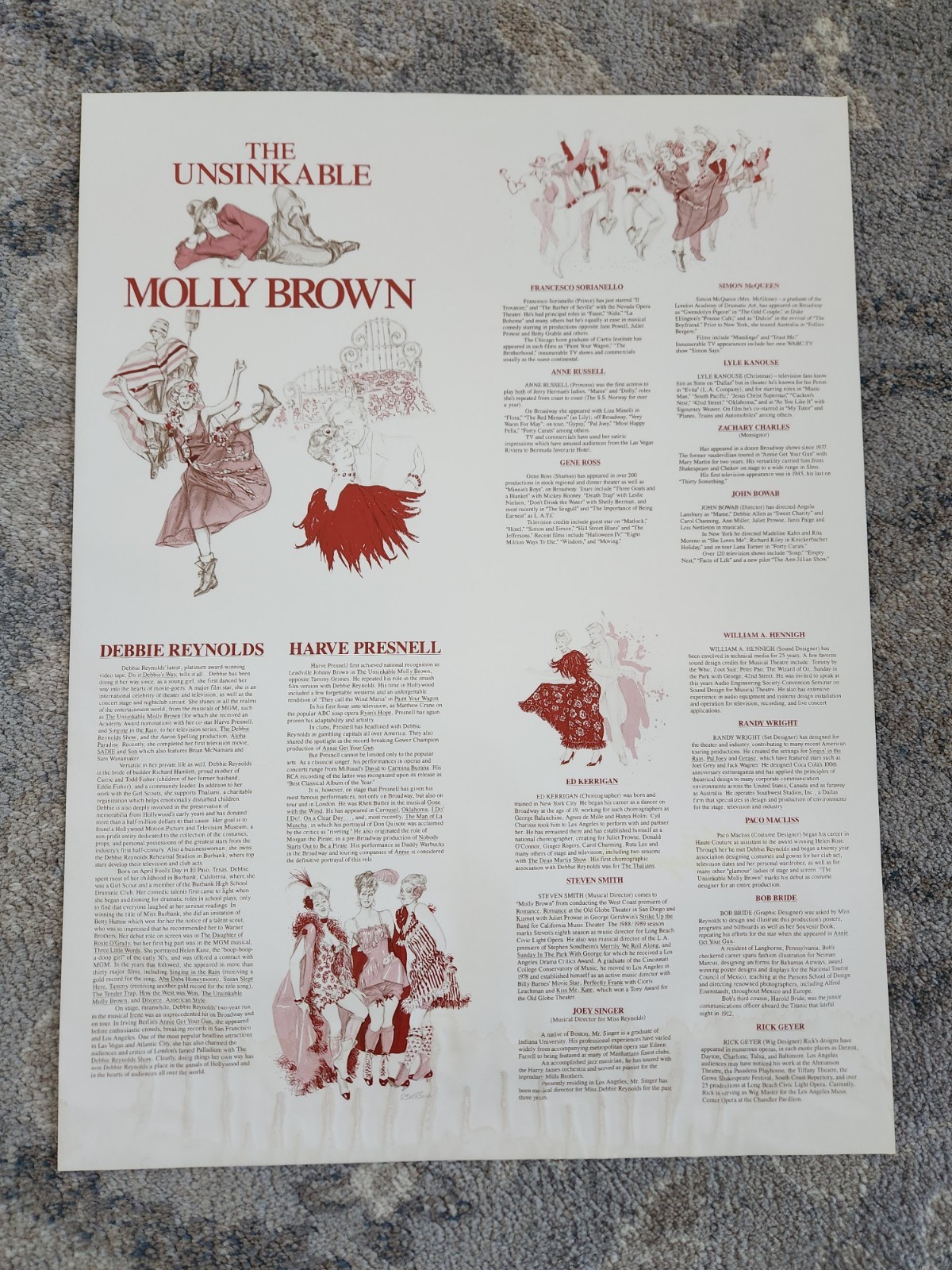 The Unsinkable Molly Brown 24 x 18 Poster Signed Debbie Reynolds Harve Presnell