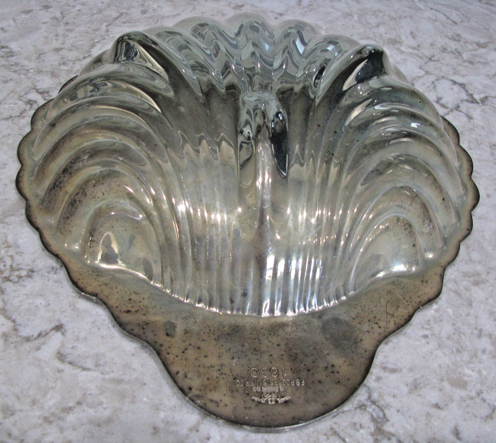 Vintage F. B. Rogers Silver Plated Seashell-Shaped Footed Serving Dish #1630,