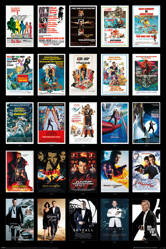 James Bond 007 - Movie Poster (25 Movie Posters Montage) (Size: 24" x 36")