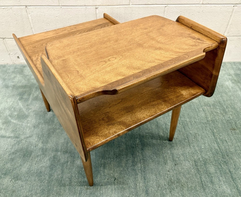 *PAIR* Russel Wright For Conant Ball Step Back Solid Birch MCM End Tables; Mint