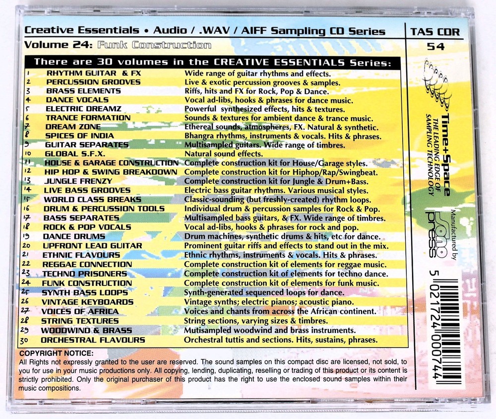 Zero-G Creative Essentials 24 Funk Construction Sample/Sound Library/Sampling CD