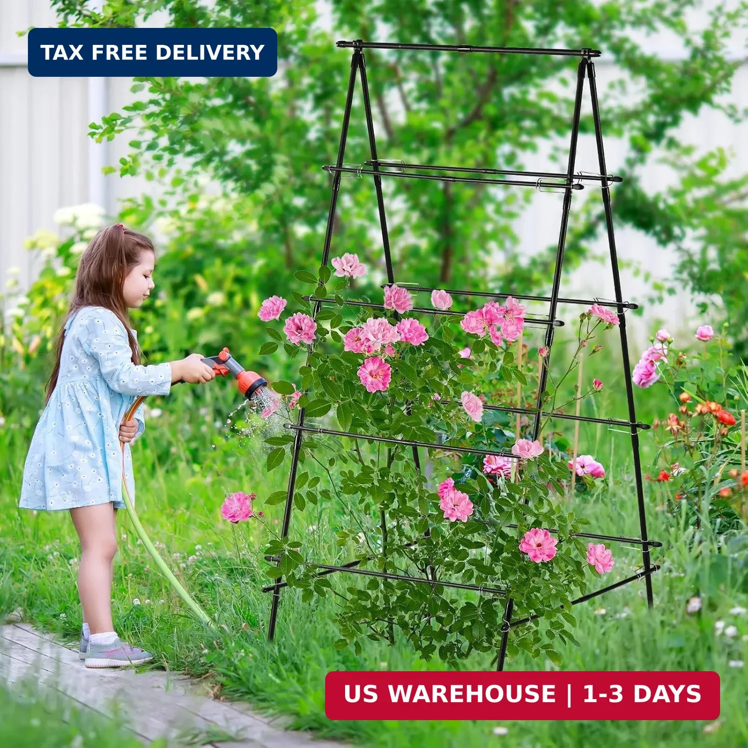 Garden Trellis for Climbing Plants, 71" H x 32" W Metal A-Frame Cucumber Trellis