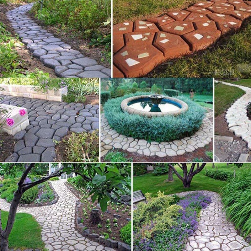 Garden Walkway DIY Path Maker Mold Manually Paving Pavement Cement Brick Plastic