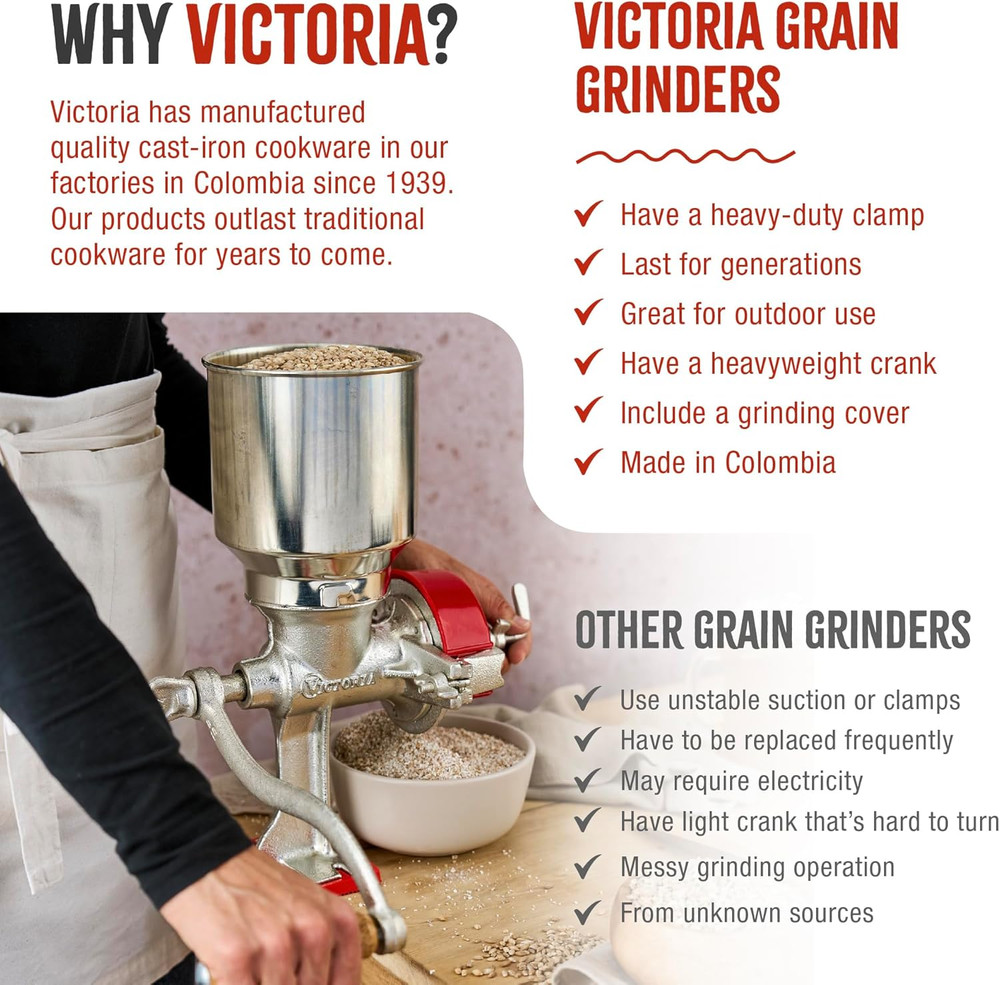 Manual High Hopper Grain Grinder, Black