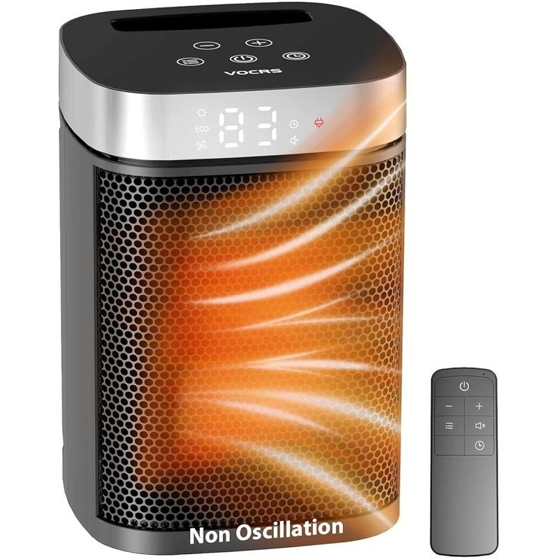 Portable Ceramic Heater W/ Remote Control Timer 3 Heating Modes Safety Features