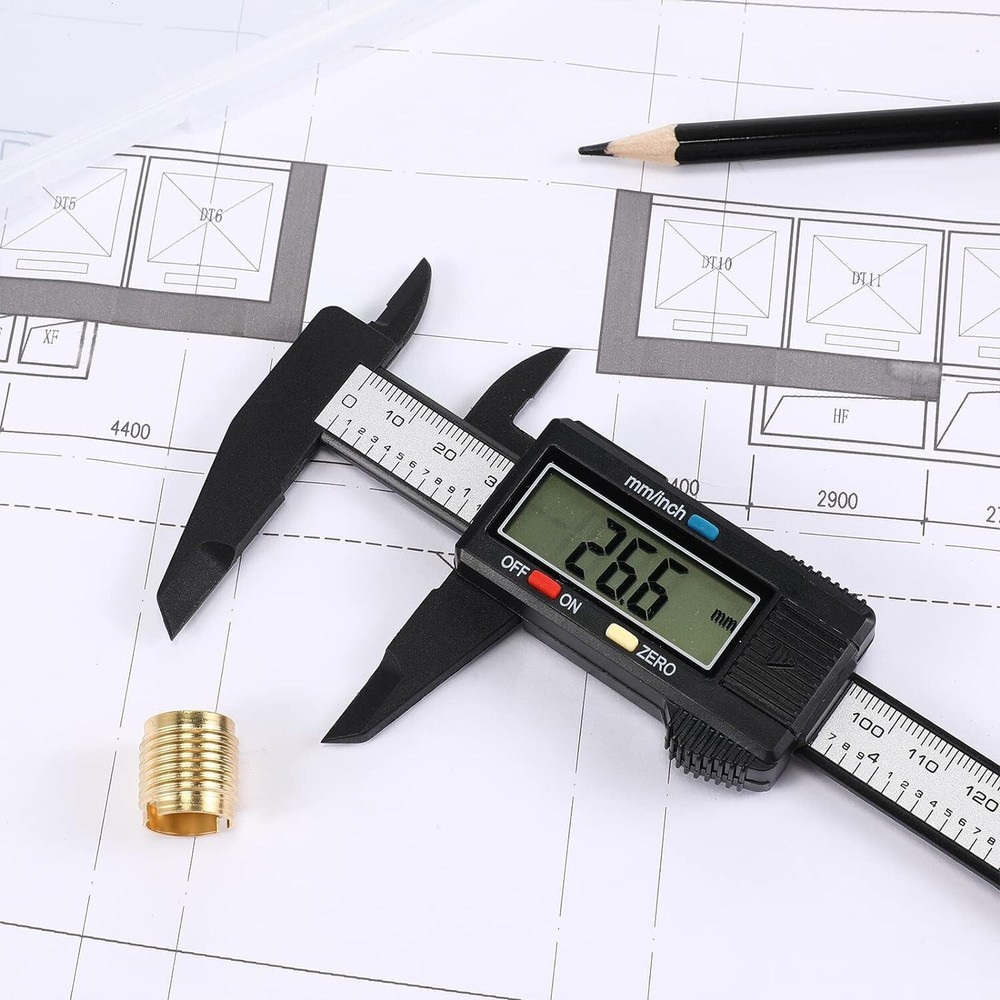 Compact LCD Digital Calipers - Plastic Design with Safety Features & Batteries