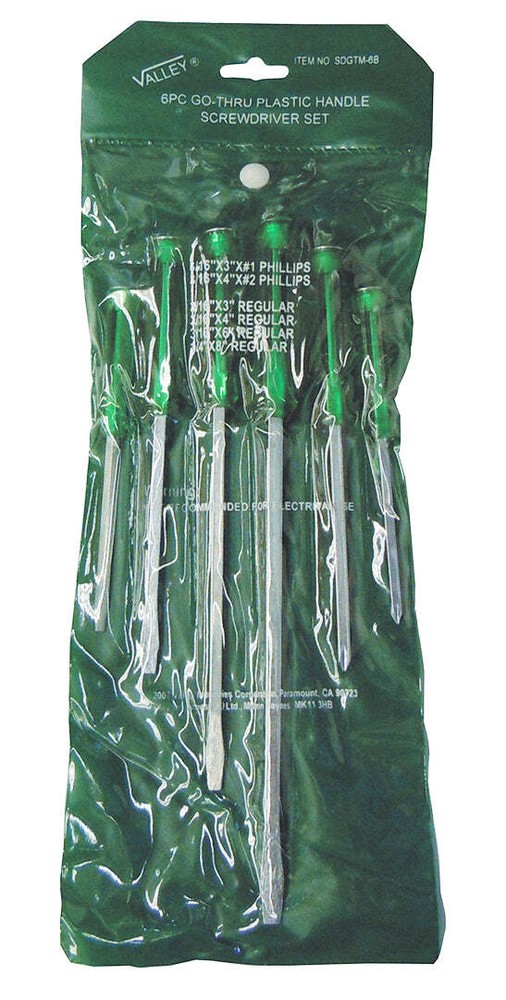 Valley 6pc Go Thru Screwdriver Set