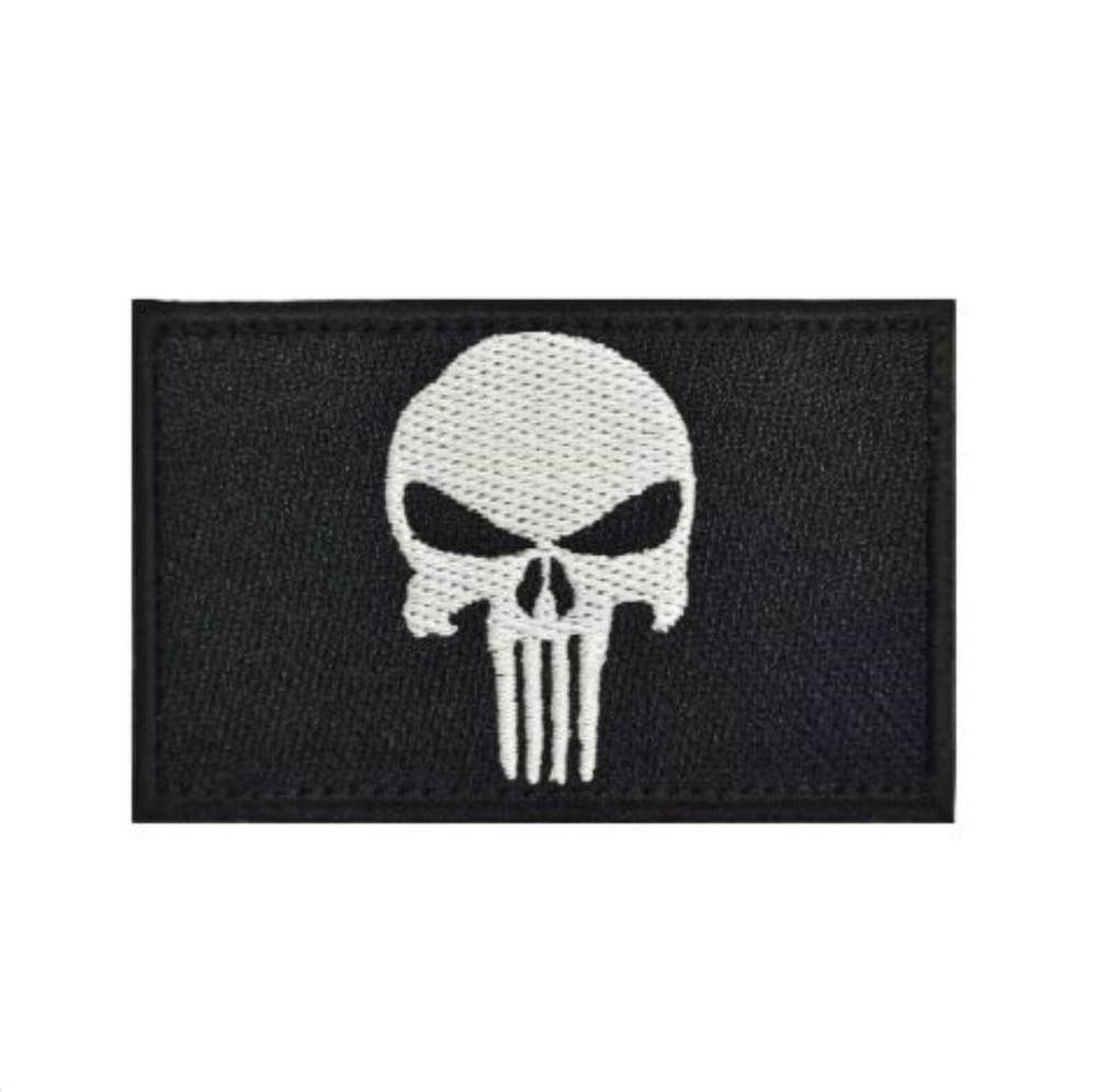 Punisher Skull Tactical Morale Patch Hook and Loop Fastener 3" x 2"