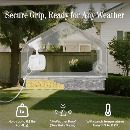 Smart Window Bird Feeder Camera with AI, Modern Design for Panoramic Clear