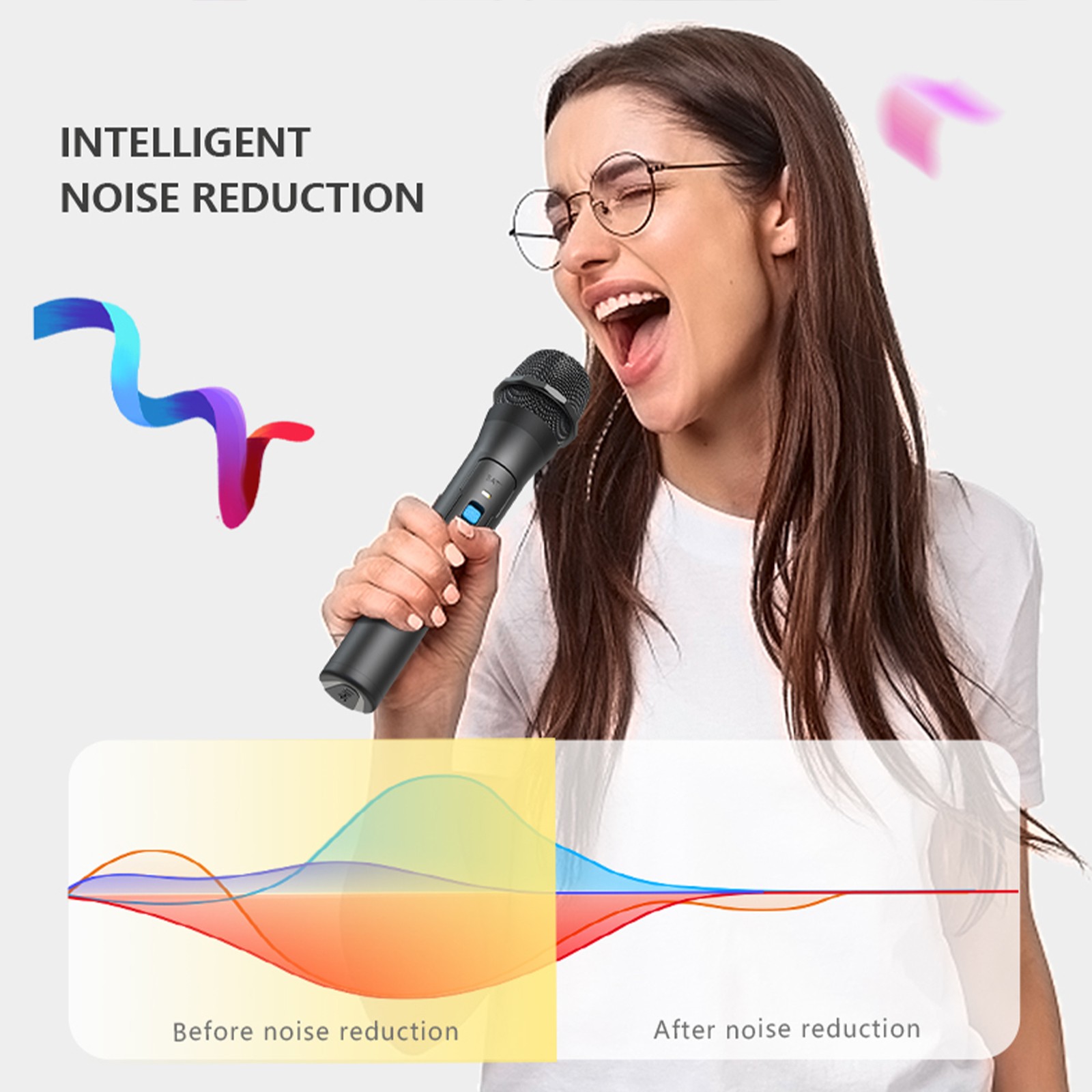 2 x Professional VHF Wireless Microphone Handheld Mic System Karaoke W/ Receiver