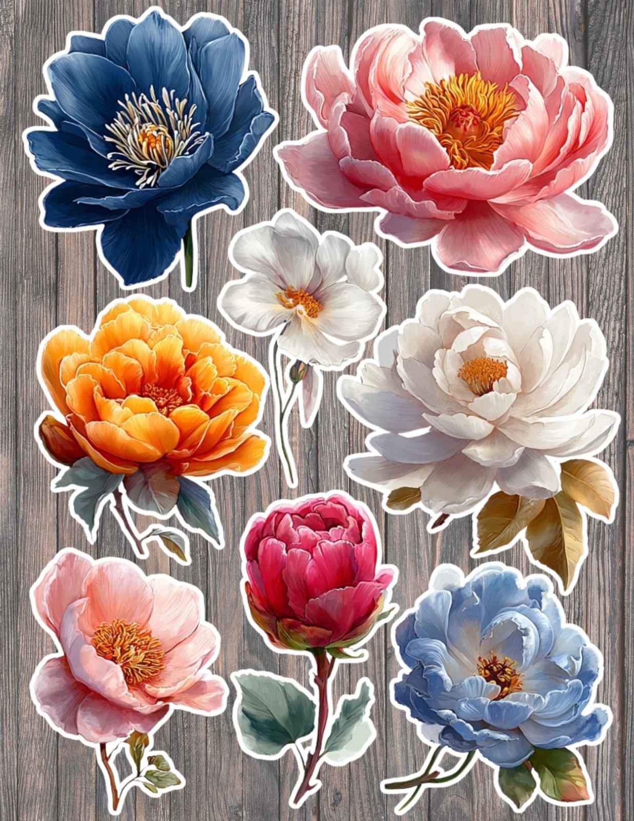 Spring Flowers Die Cut Vinyl Stickers Set Scrapbooking Laptop Waterbottle