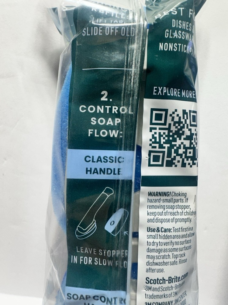 3 M Scotch-Brite Dishwand Refills Zero Scratch Blue – 2 Pack = 4 Total