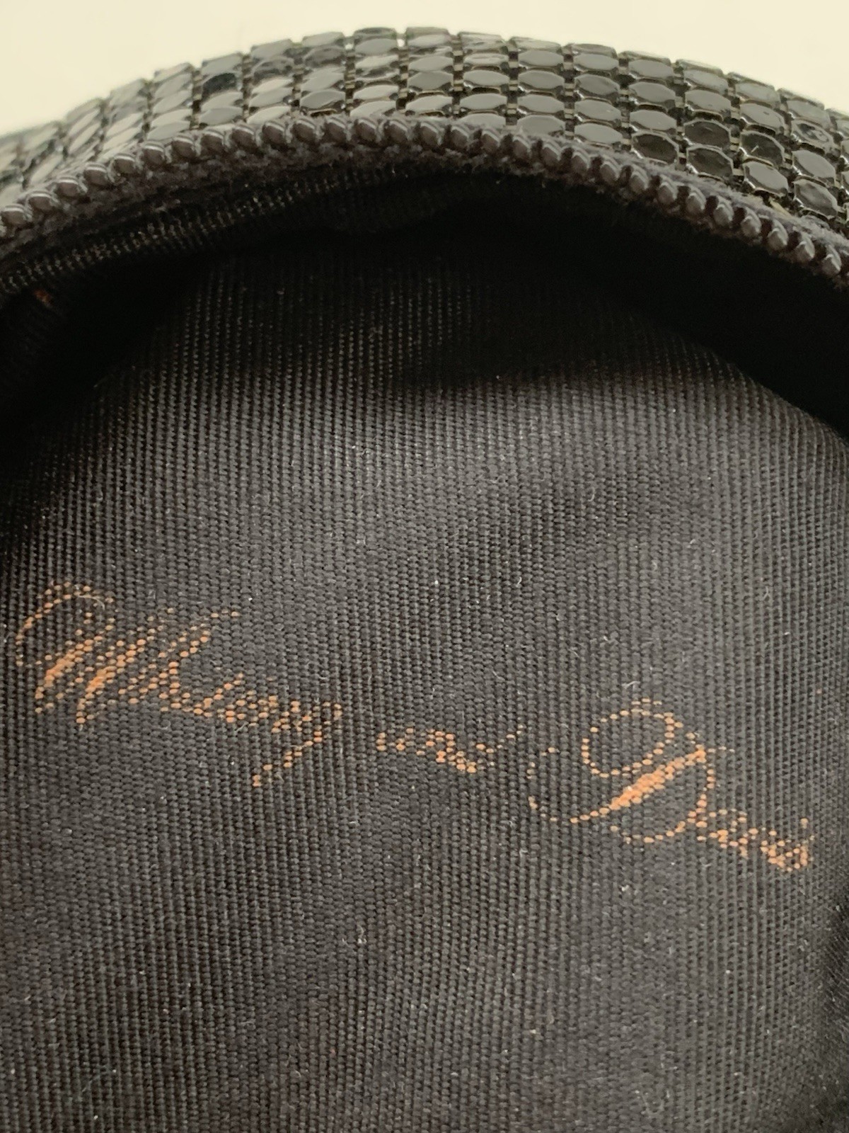 Vintage Whiting & Davis Black Metal Mesh Purse Bag Crossbody 7” Leather Strap