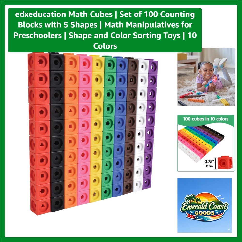 Creative Counting Blocks Set - 100 Math Cubes for Early Childhood Learning