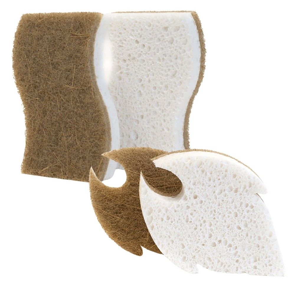 Beille 2pk Non Scratch Coconut Plant Based Dish Sponge Kitchen Tools (2 Styles)