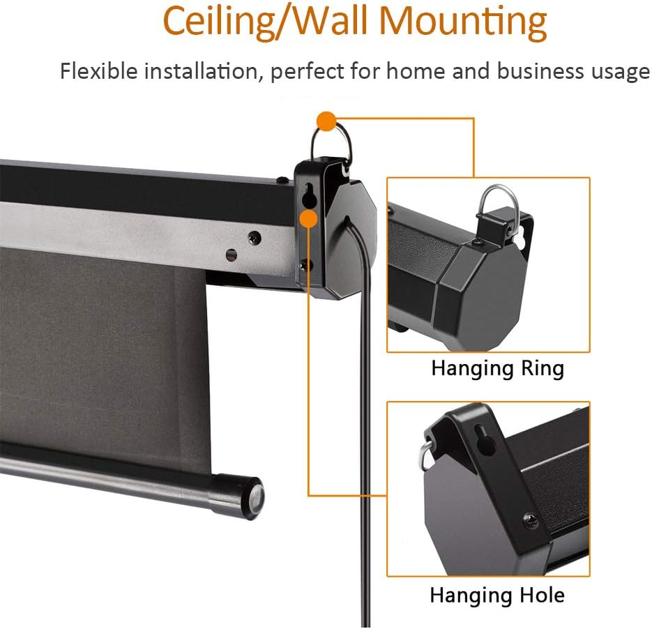 120" Portable Wall/Ceiling Mounted Electric Projector Screen with Remote Control