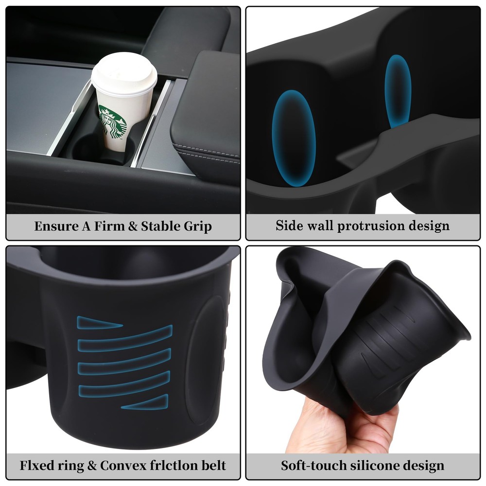 Cup Holder Insert for Tesla Model Y & Model 3 Removable, Washable Accessory