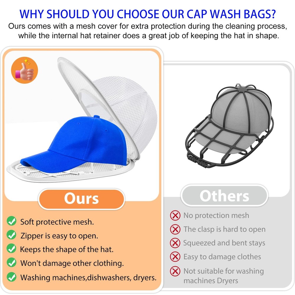 2-Pack Hat Washer Cage Compatible with Washing Machine & Dishwasher for Baseb...