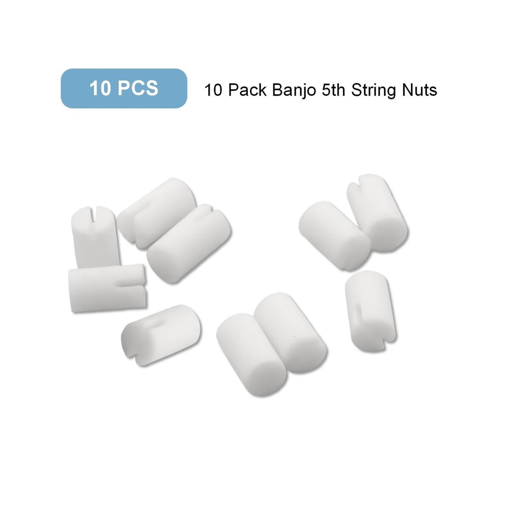 10 Pack Banjo 5th String Nuts and Bone Bridge Pins Easy Replacement Set NEW